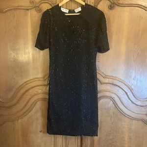 Vintage 1980's Beaded Short Sleeve Cocktail Dress